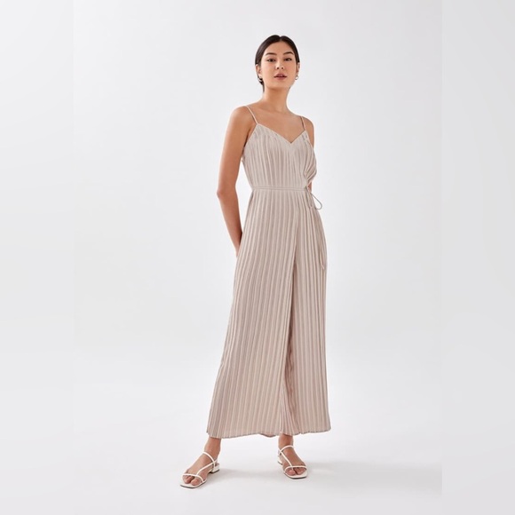 Love Bonito Pants - 051 Love Bonito Pleated Jumpsuit Elegant Sand Jumpsuit